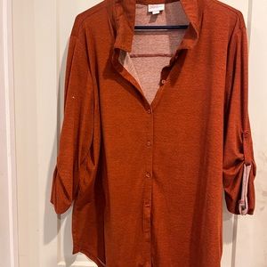 Beautiful orange button down! Lots of stretch and soft